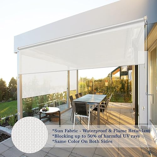 Miniatura 9 de Sunbox Persianas enrollables para exteriores, opacas, inalámbricas, funciona con manivela, persiana enrollable de privacidad y protección UV para