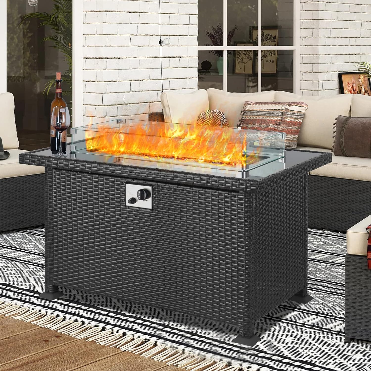 Propane Fire Pit Table Outdoor 44" AutoIgnition 60000BTU