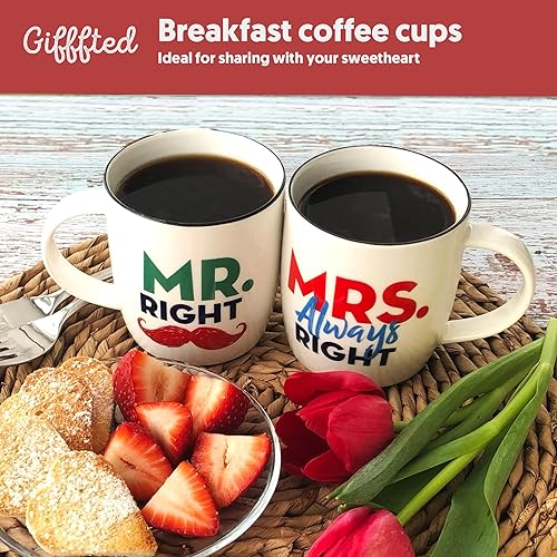 Miniatura 6 de Triple Gifffted Mr Right Mrs Always Right - Tazas de café, ideas de regalos para parejas, aniversario de boda, compromiso, Navidad, para él y para