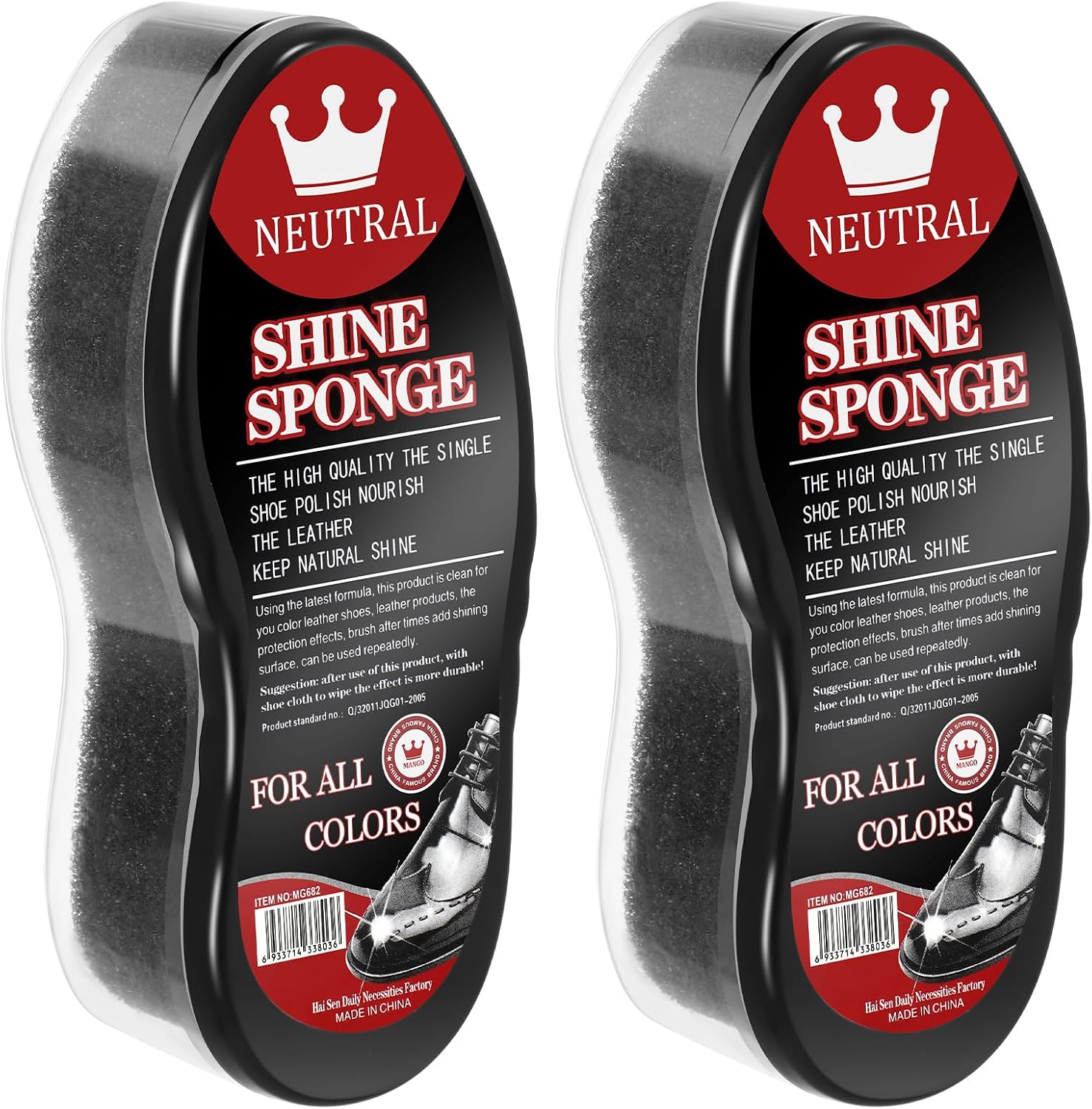 2 Pcs Shine Sponge Shoe Polish for Leather, Shoes, Boots, Furniture, Jacket, Briefcase and More, Total 0.4 Oz, Neutral Clear No Color