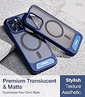 Vista 6 de TORRAS for iPhone 15 Pro Max Case Translucent Blue Strong Magnetic & Seamless Stand, Fit for MagSafe, Military-Grade Drop Protection, Sturdy Deep