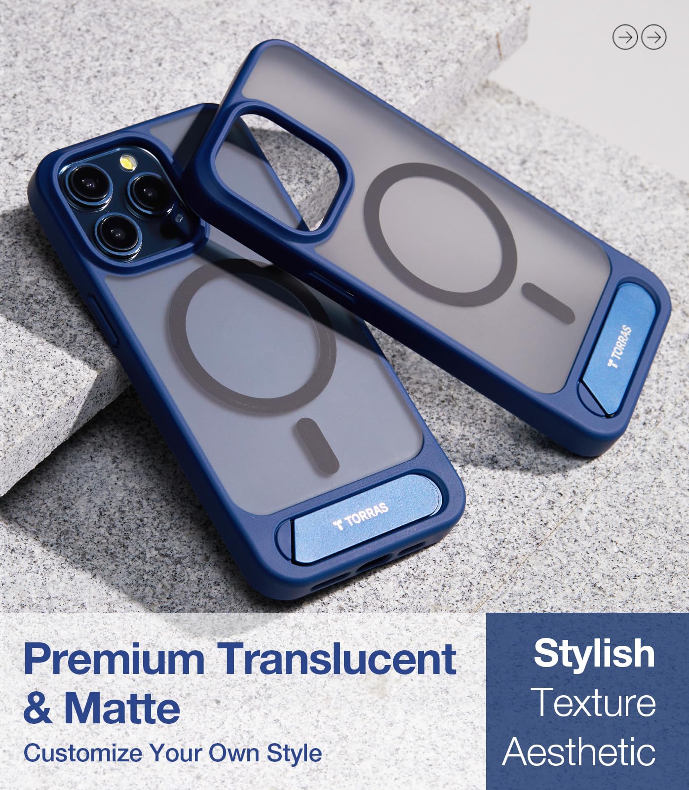 Amazon.com: TORRAS for iPhone 15 Pro Max Case Translucent Blue