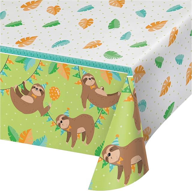 Creative Converting PC344500 Happy Sloth Plastic Tablecover-1 Pc