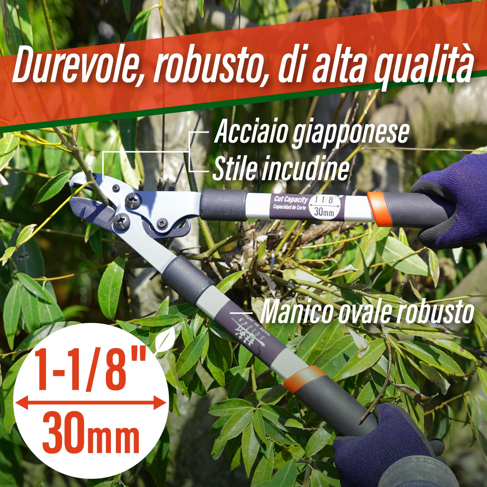 SUIZAN Troncarami a incudine 465mm - Taglia rami giapponese professionale leggero e compatto Attrezzi da Giardinaggio