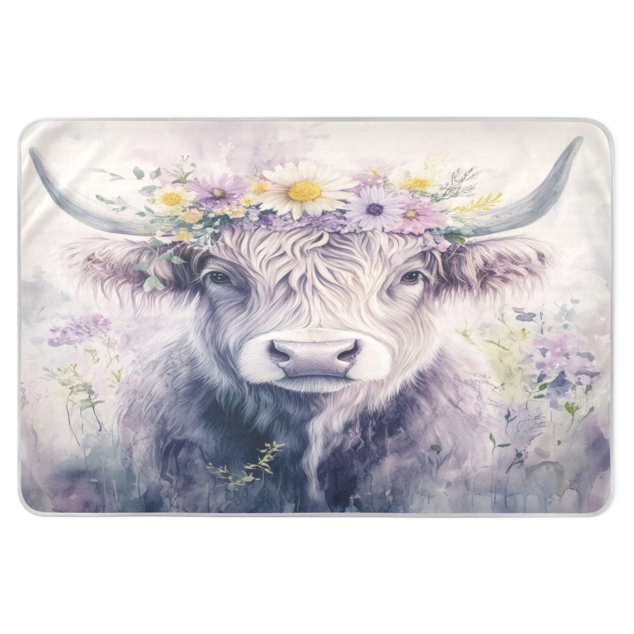 Takiito Watercolor Cow Bed Pad Reusable Bed Underpad Washable Waterproof Leak-Proof Quick Dry Incontinence Pee Pad for Toddlers Kids Adults Pets 34x52 in