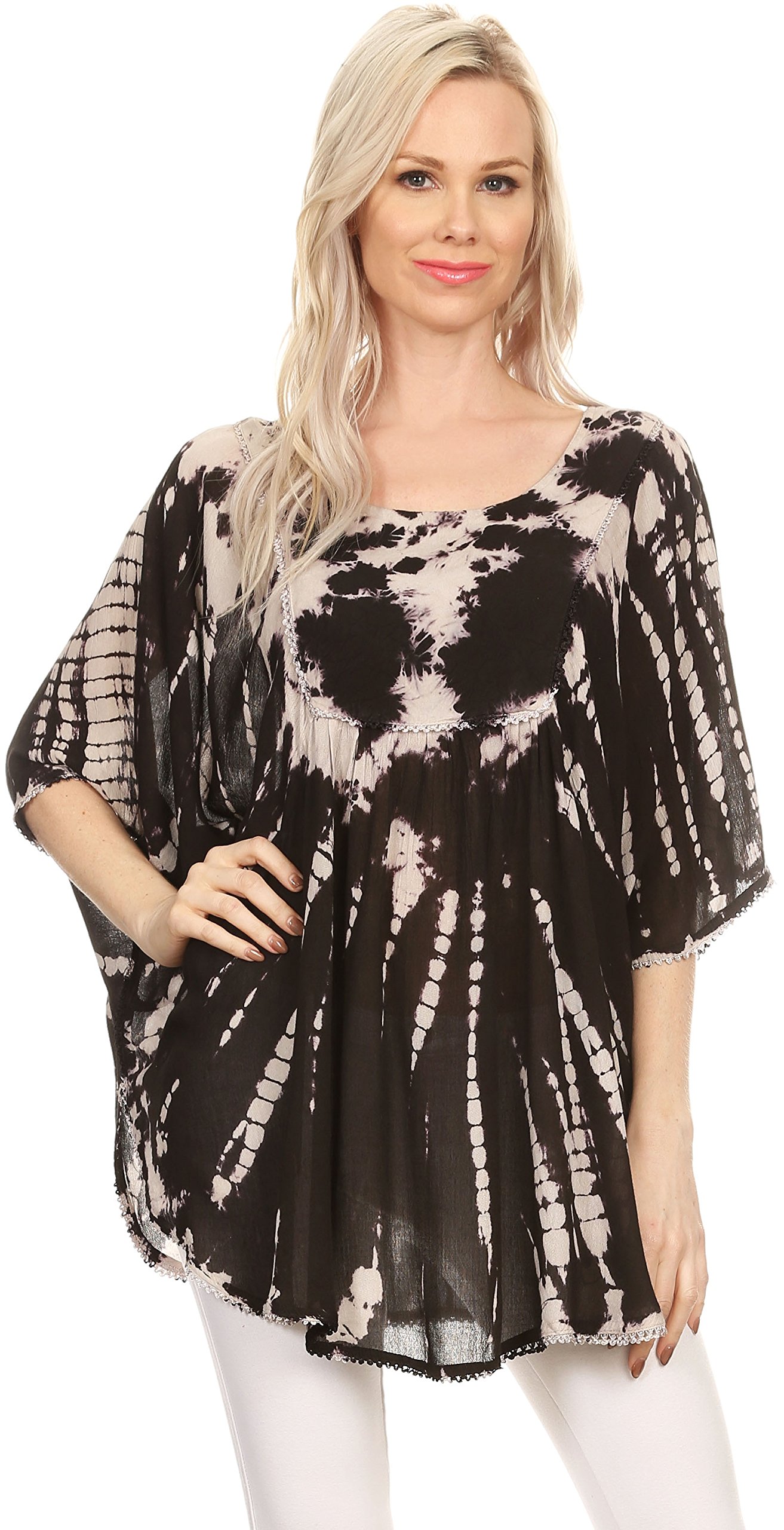 Sakkas Sunia Tie Dye Caftan Blouse Manches | Couvrir