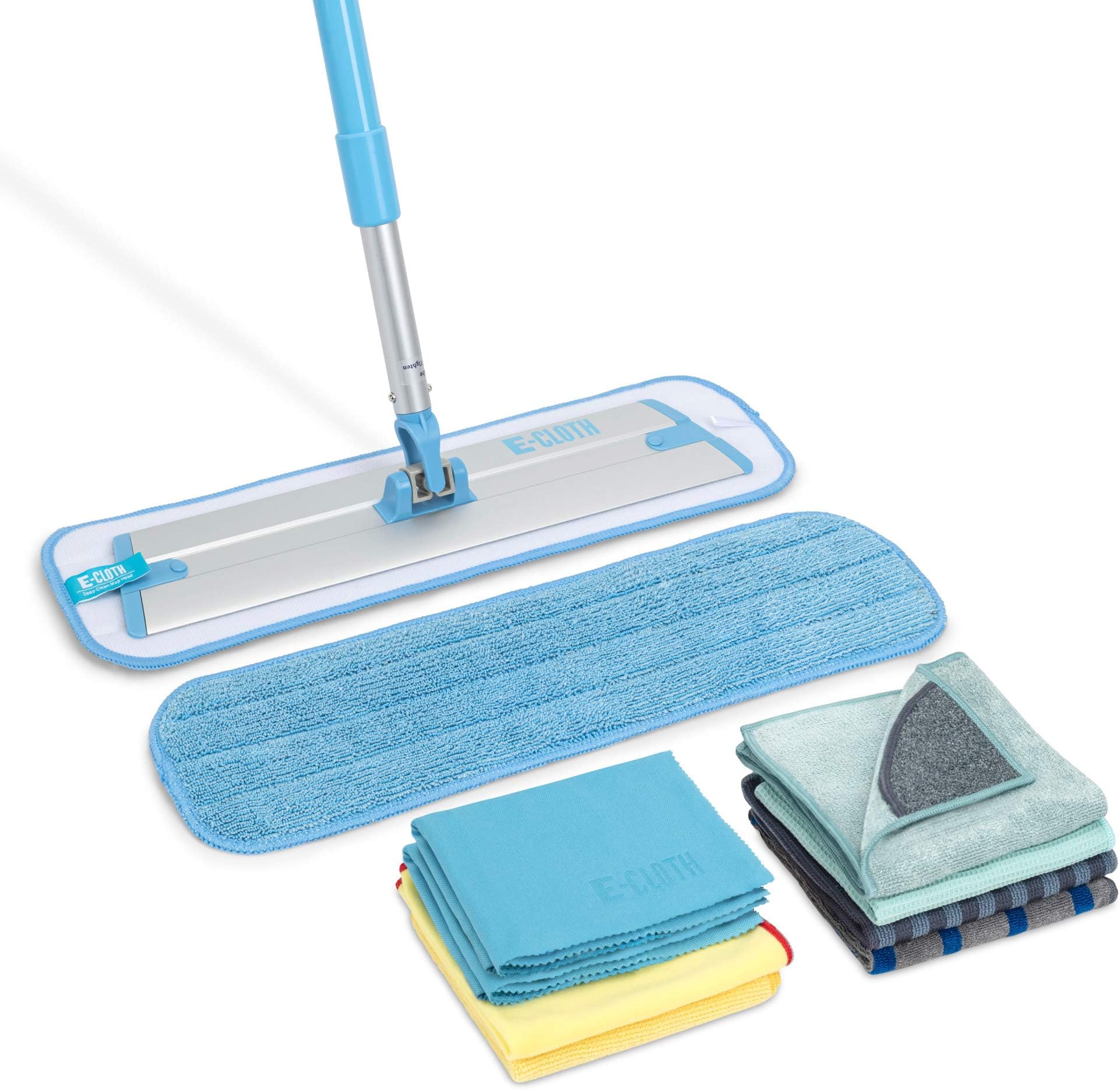 10-pc Home Cleaning Combo Set, Microfiber Cleaning Supplies Includes Reusable Microfiber Cleaning Cloth and Mop for Floor Cleaning, Washable and Reusable, 100 Wash Promise