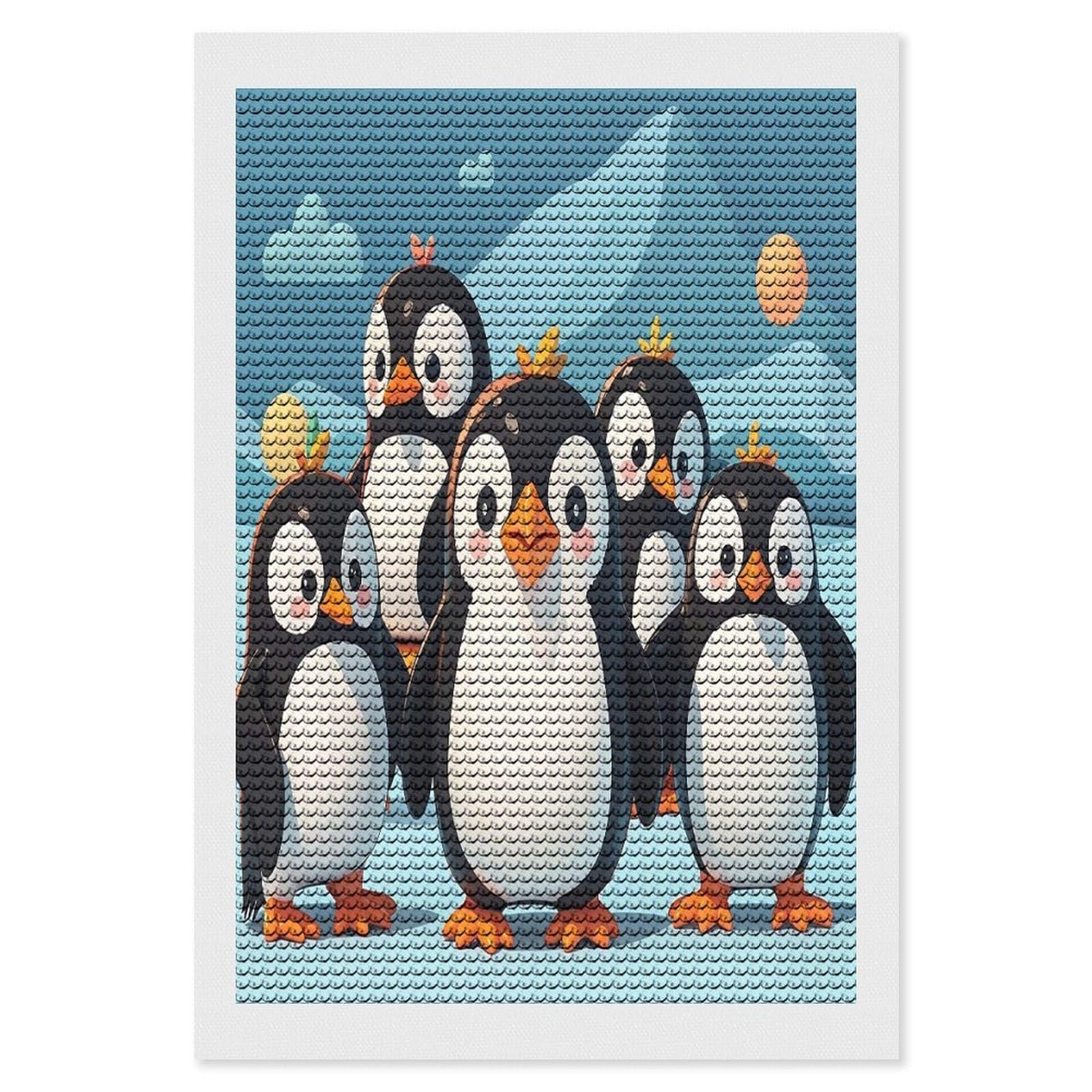 FekiLoot Cute Penguins Diamond Painting Kits for Beginners DIY Diamond Art Kits for Adults Full Drill Round Diamond Dot Gem Art Painting Fun DIY Crafts for Home Kitchen Wall Decor Gift 8"x12"