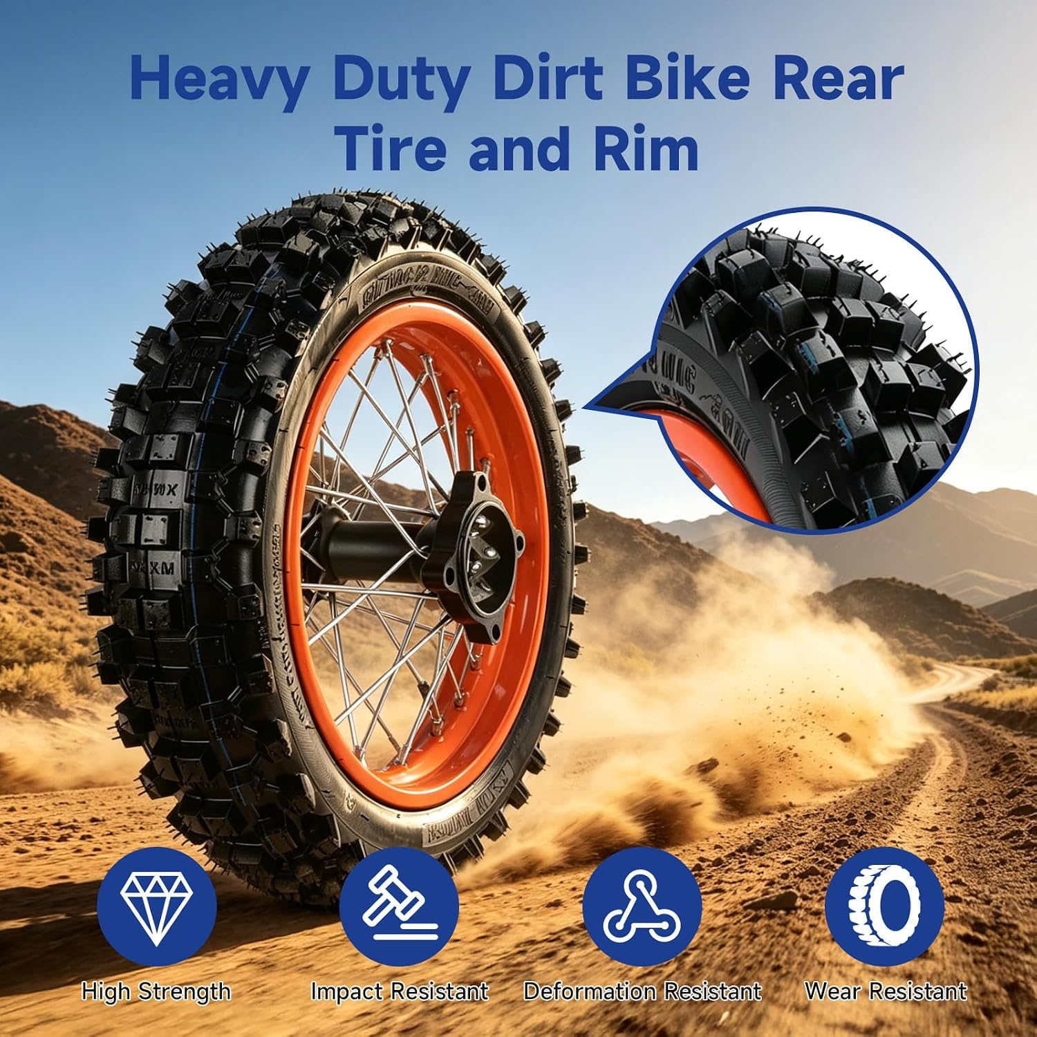 12'' Rear Wheel Compatible with Tuttio Soleil01 Tutti Soleil 01 Electric Bike Motorcycle, Dirt Bike Tire and Rim Assembly Replacement for Tutto E Bike with Wheel Bearings Tire Repair Kit