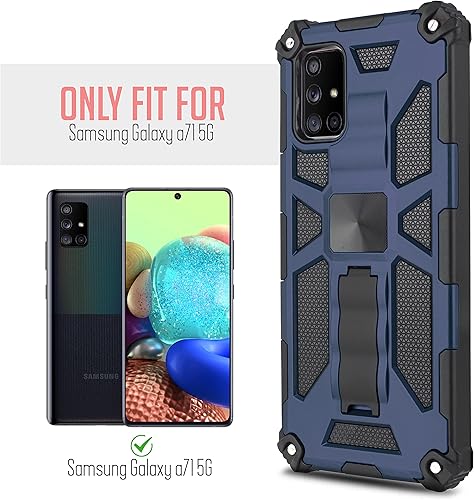 Miniatura 2 de Funda para Samsung Galaxy A71 5G (no compatible con A71 4G) con soporte magnético de vidrio templado híbrido fuerte a prueba de golpes con borde