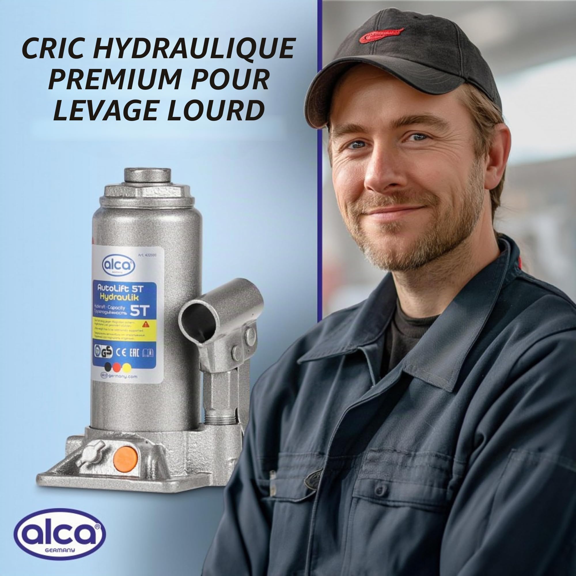 alca Cric bouteille hydraulique de 5 tonnes avec support de levage pour voiture, camionnette, camping-car 432050