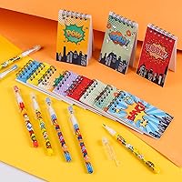 Vista 5 de Kolewo4ever Juego de 48 piezas de temática de texto de héroe: 24 lápices translúcidos multipunto no afilables, 24 cuadernos de bolsillo mini