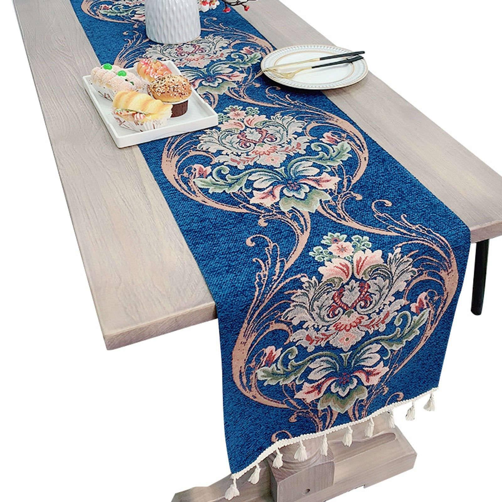 Chemin de table rustique jacquard pour repas de famille et décoration de table de banquet B
