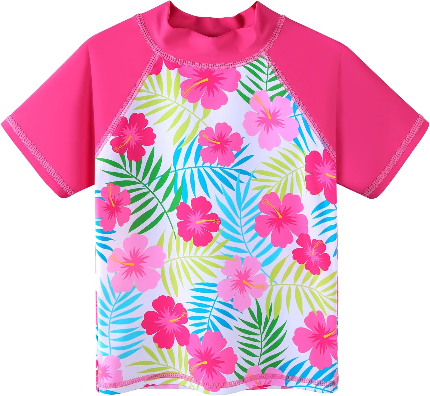 Girls Two Piece Swimsuit Floral UPF 50+ Rash Guard Set Kids Beach Swimwear - Image 2