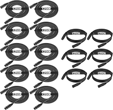 DMX Cable 10 ft, 10 Pack Flexible 3 Pin and DMX Cable 6.5 ft, 6 Pack Flexible 3 Pin