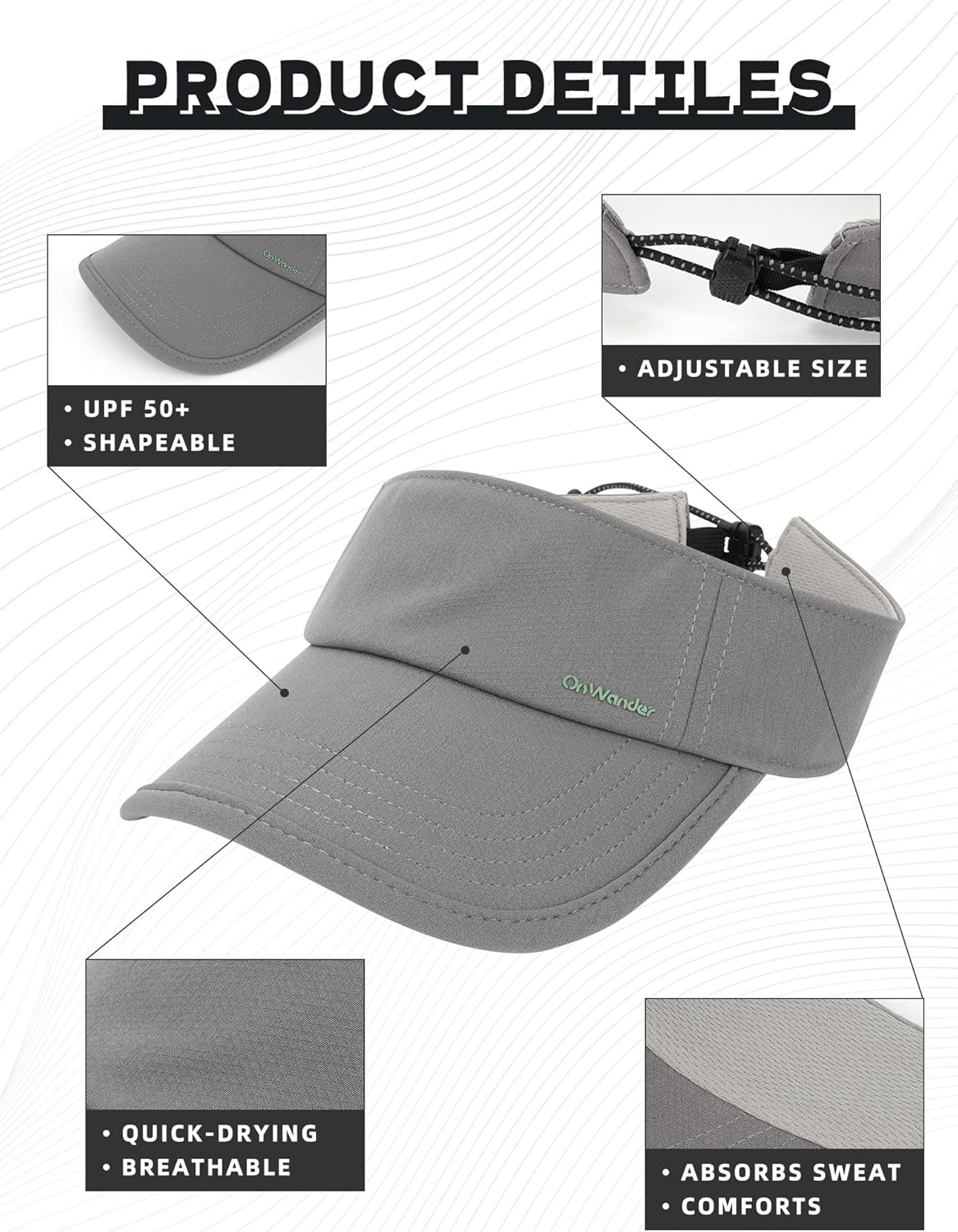 Sport Sun Visor Hat for Women and Men,Lightweight Cooling Sweatband Hat for Golf,Running,Tennis - Image 4