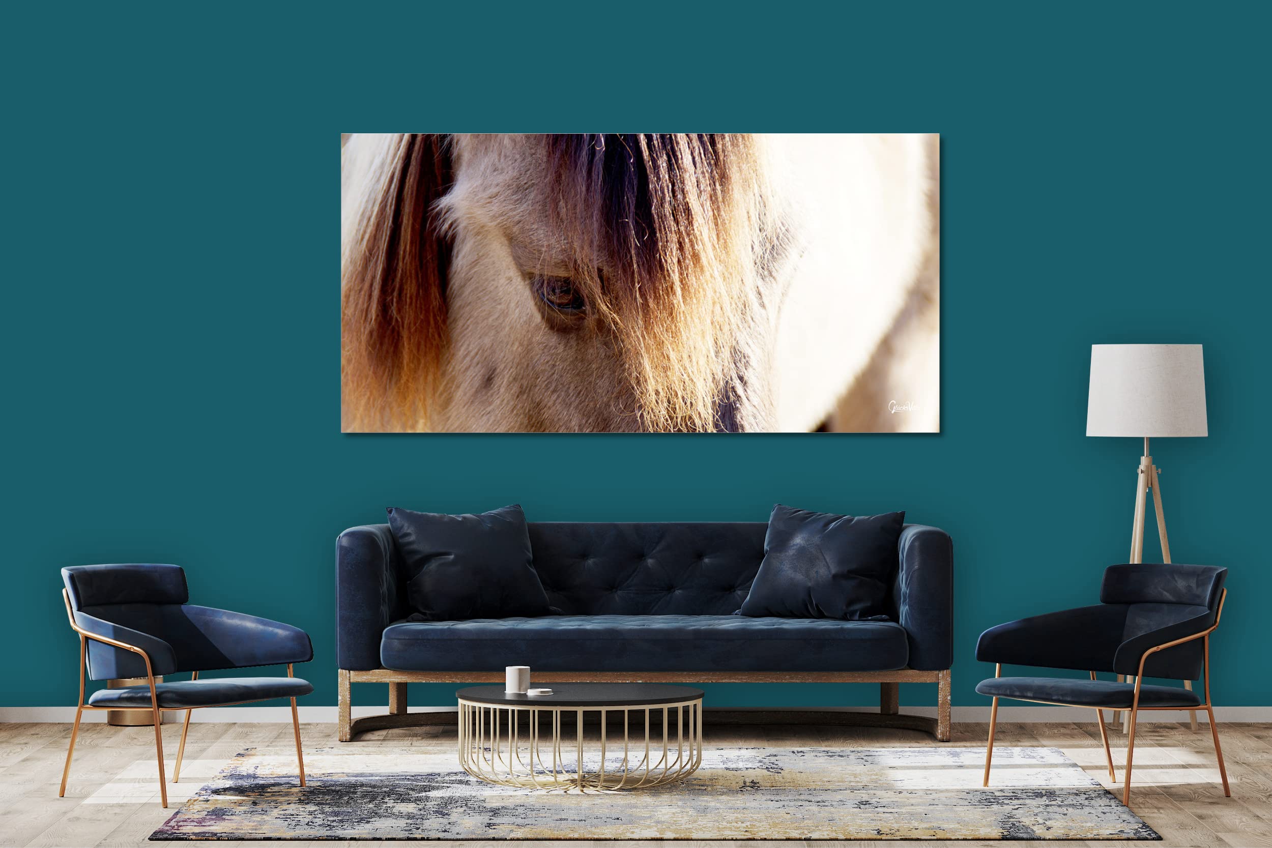 Glücksvilla - Wildpferd 2 (Leinwand-Bild 2 cm, 100 x 50 cm) | div. Maße - aus DE - Kunstdruck Deko Wandbild quer - Pferd Pony Bauernhof Natur Tier