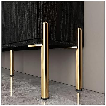 UNIQUELLA 4PC Metal Gold Straight Furniture Legs, Modern Style Coffee Table Sofa Feet Kitchen Table Legs Bathroom Cabinet Cupboard Feet, DIY Furniture Hardware