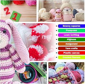 35x15g Acrylic Mini Skeins, 1200 Yards of Soft Yarn for Crocheting and Knitting Craft Projects, Assorted Starter Kit Bulk for Colorful Crafts