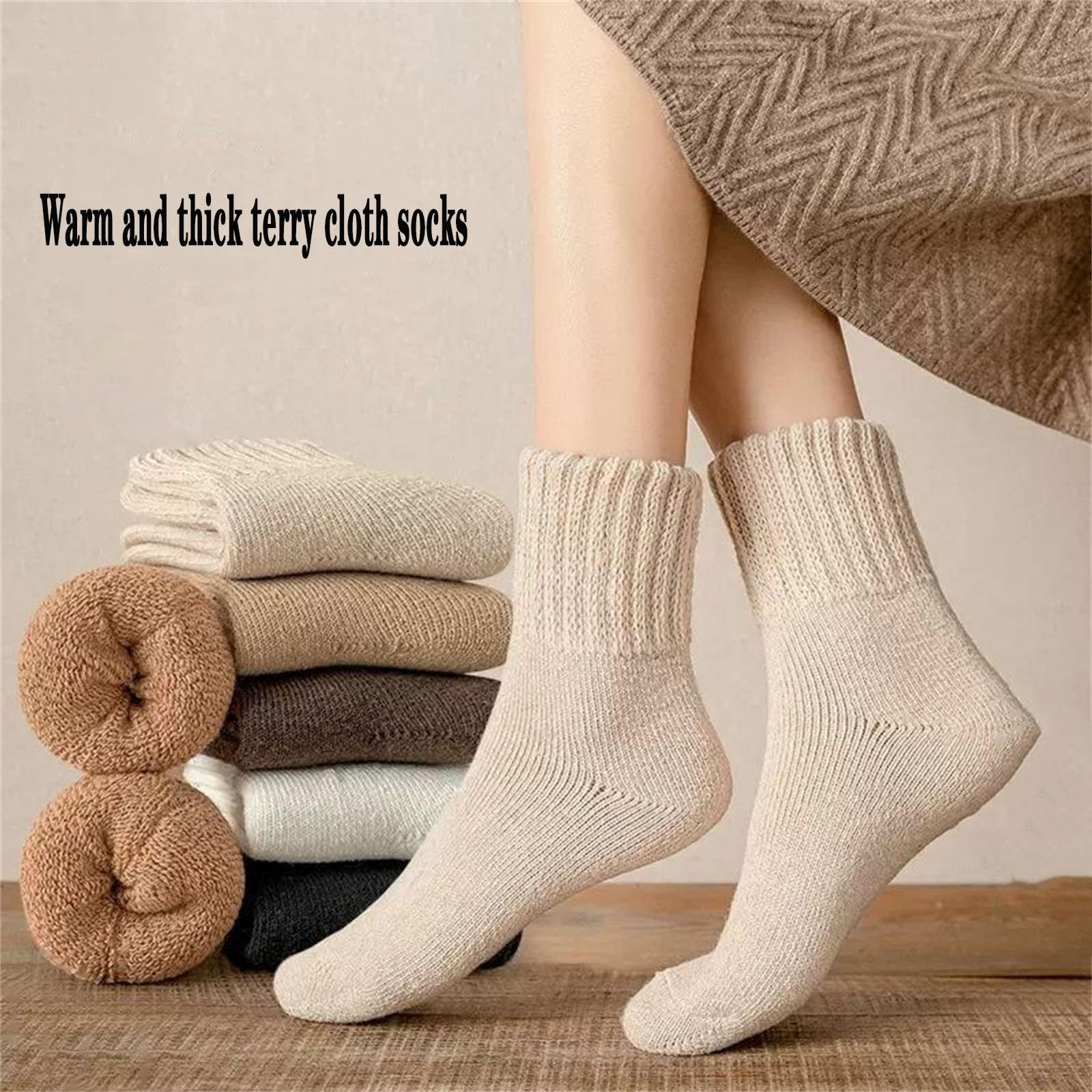 Stiefelsocken für Damen, Winter, warm, weich, gemütlich, dick, Thermo-Wandersocken, Crew-Stiefel, Stricksocken