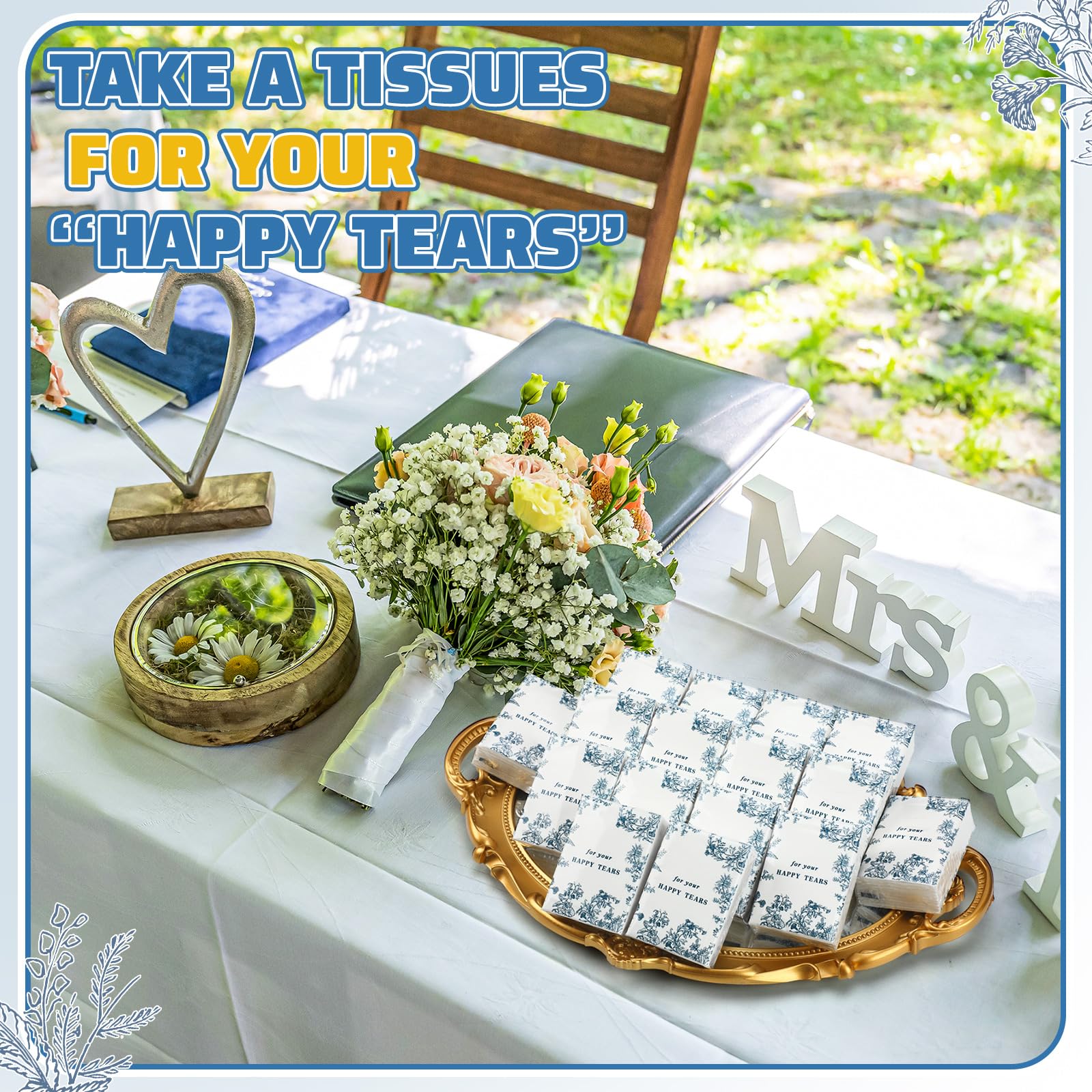 Therwen Lot de 100 mini paquets de mouchoirs de poche en vrac, 3 plis, format de poche, format de poche (Happy Tears)