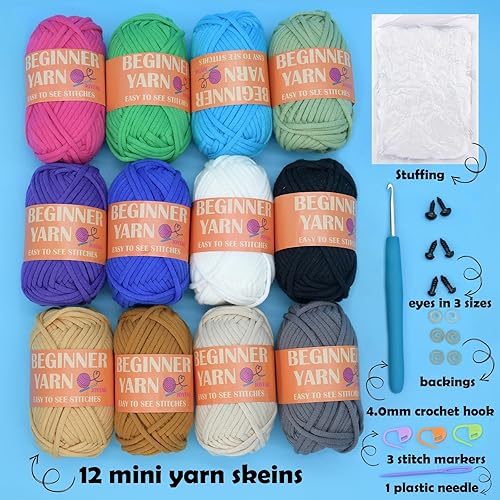Miniatura 6 de Paquete de 12 hilos de ganchillo para principiantes, color café, marrón, beige, gris, de algodón para tejer, tejer a ganchillo, para principiantes