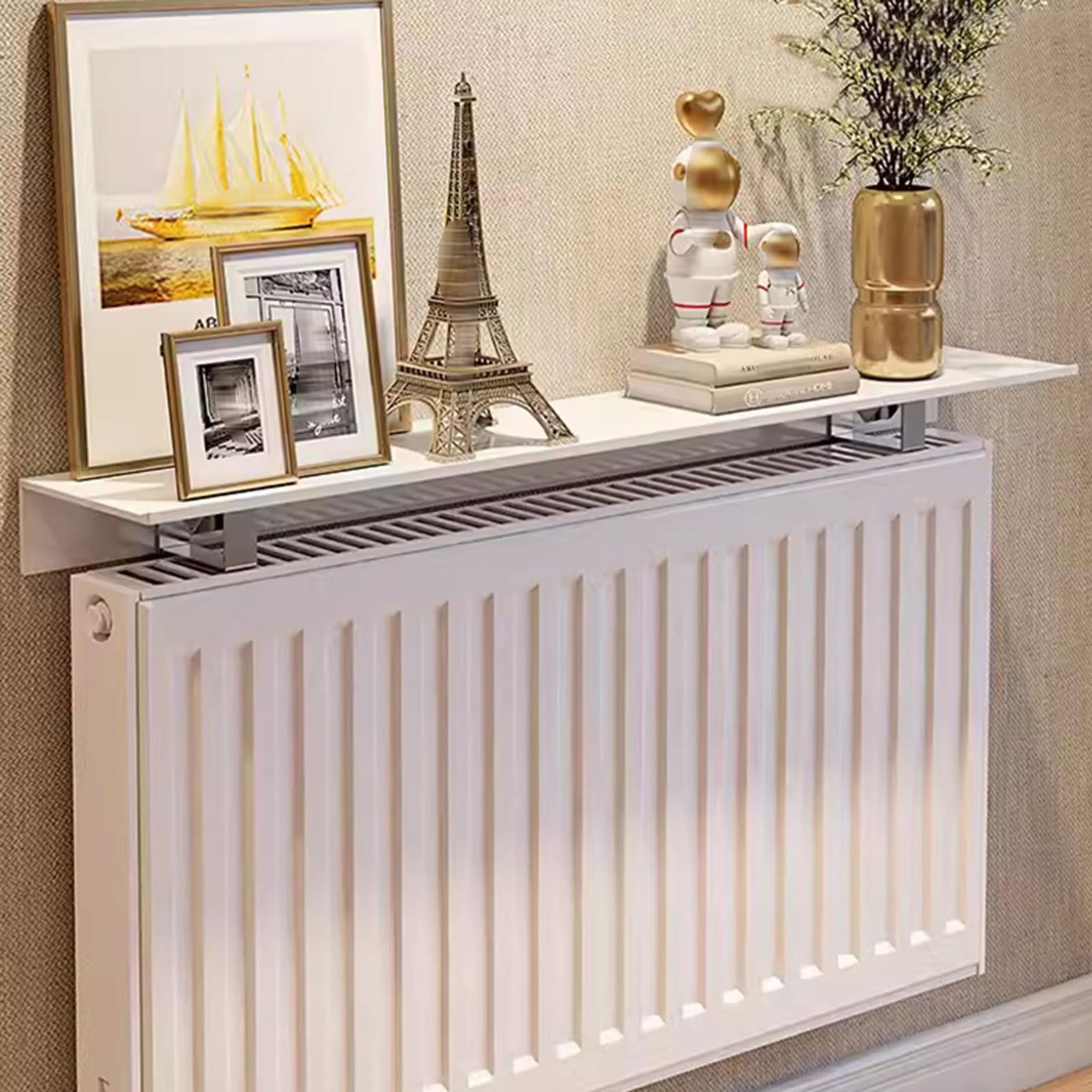 Mensola per Termosifone,Termosifone Alluminio,Copritermosifone Bianco Moderno,Copri Termosifone,Copri Caloriferi Termosifoni in ghisa,Antifumo Antipolvere,per Ufficio,Domestico,Soggiorno(35cm)