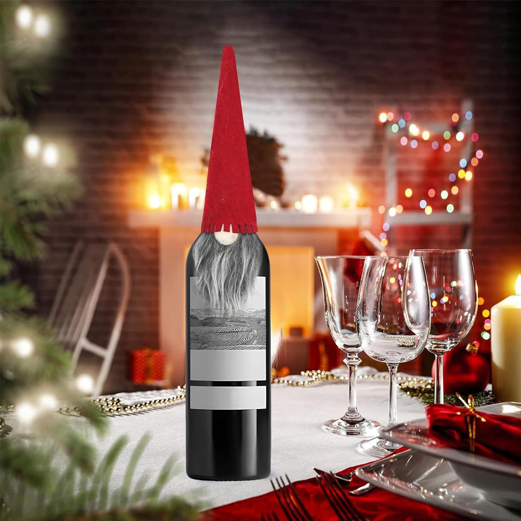 TogtherKings 12 Stück Flaschen Deko Weihnachten, Weihnachtsmützen für Flaschen Rot, Weinflasche Abdeckung, Flaschenmütze Weihnachten, Nikolausmütze als Flaschendeko, Tischdeko Küche, Haushalt & Wohnen