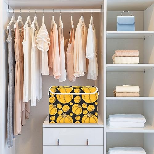 Miniatura 6 de Halloween Yellow Pumpkins Black Fabric Closet Storage Bins, Closet Organizers and Storage Bins, Storage and Organization, Storage Baskets for Shelves
