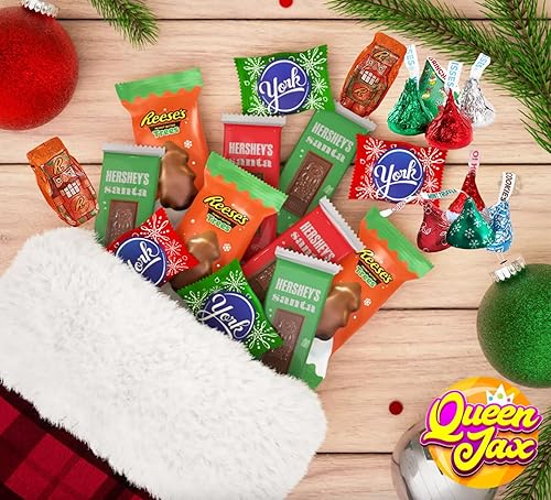 Miniatura 3 de Paquete variado de dulces de Navidad, 2 libras de chocolate a granel, caramelos de menta, Hershey Kisses, rellenos de calcetines de dulces de Navidad