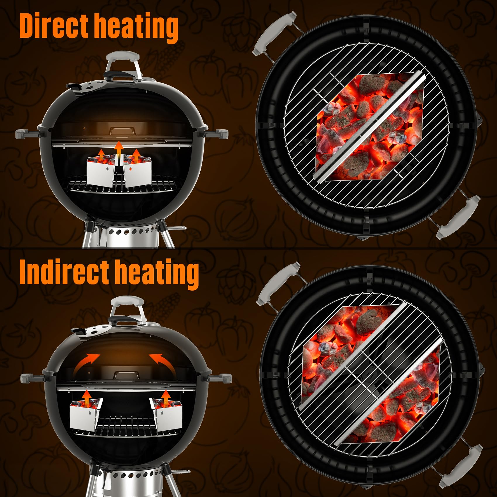 Onlyfire Cestello in acciaio inox per carbonella Weber da 55,9 cm per barbecue a carbone