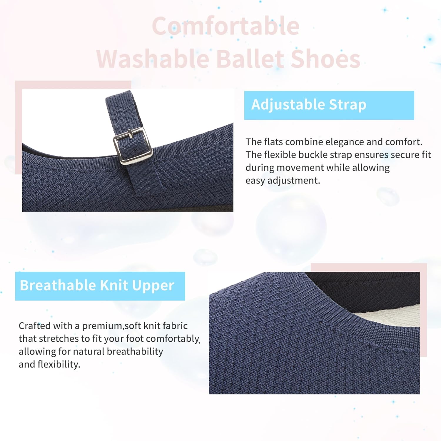 AISFAES Women Knit Mary Jane Flats Breathable Mesh Strap Ballet Flats Soft Round Toe Washable Ballet Shoes Stylish Business Casual Dress Flats - Image 5