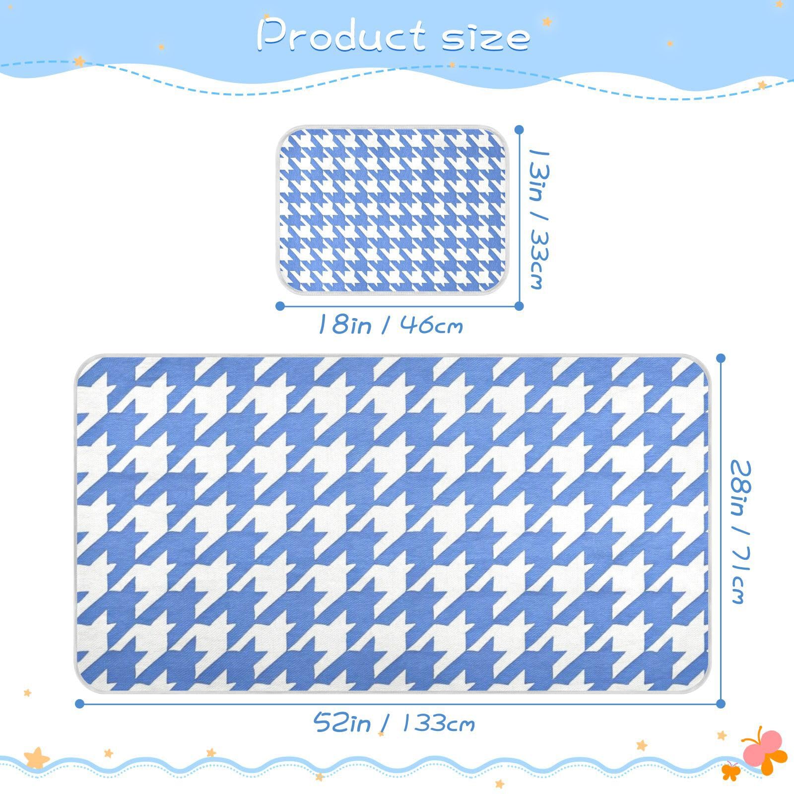 Classical Blue White Houndstooth Cooling Baby Bassinet Mattress 28