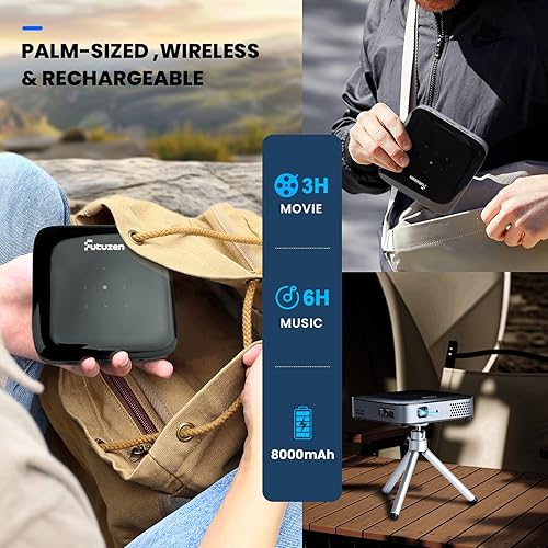 Miniatura 6 de Tiempo de reproducción de 3 horas ultra mini proyector de bolsillo Pico con altavoz de batería recargable y tirpod, soporte 1080P portátil
