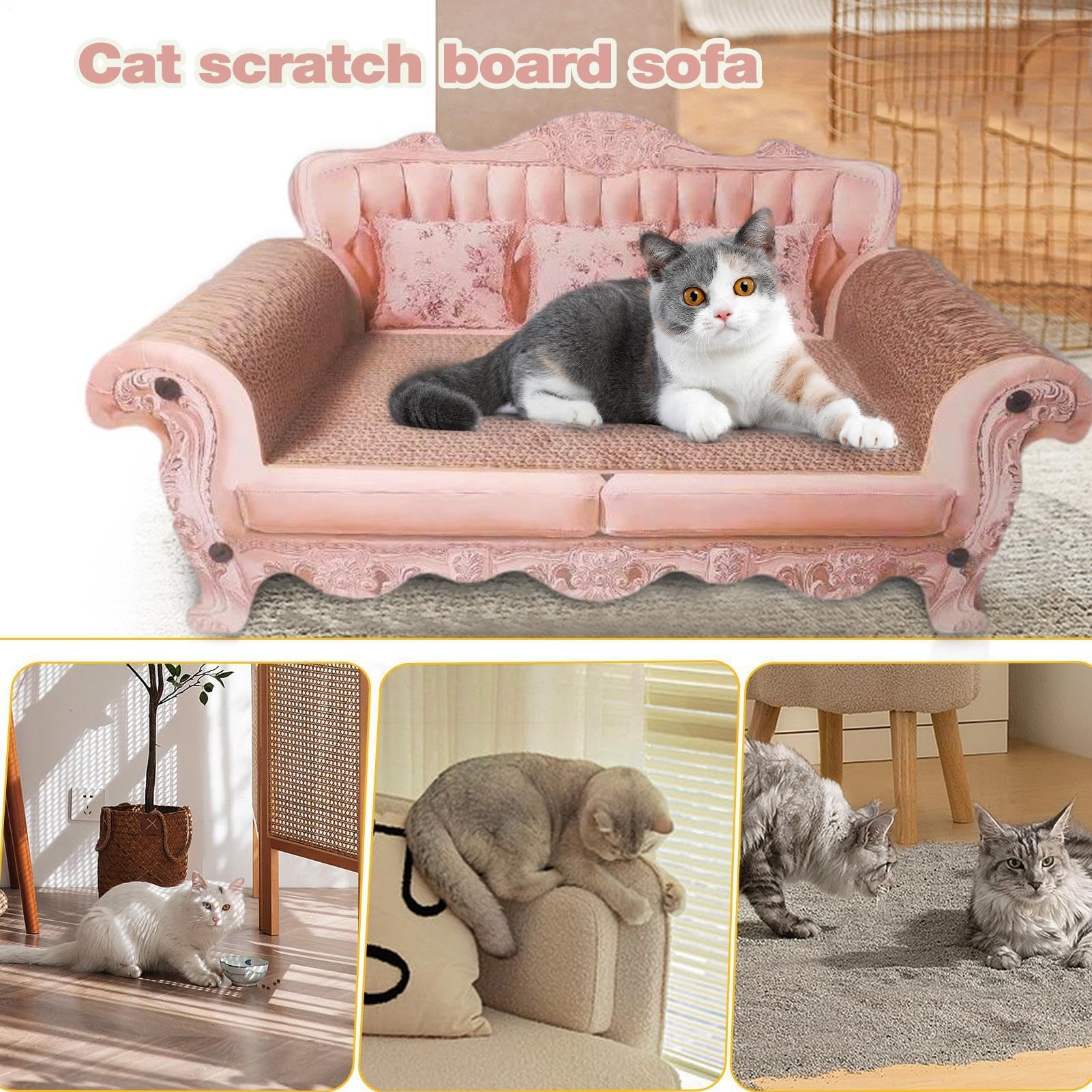 Rascador para gatos de cartón – Cama para gatos de cartón ondulado | rascador para gatos, sofá Lounge | Resistente rascador para gatos de interior, rascar, dormir, jugar, descansar, juguete