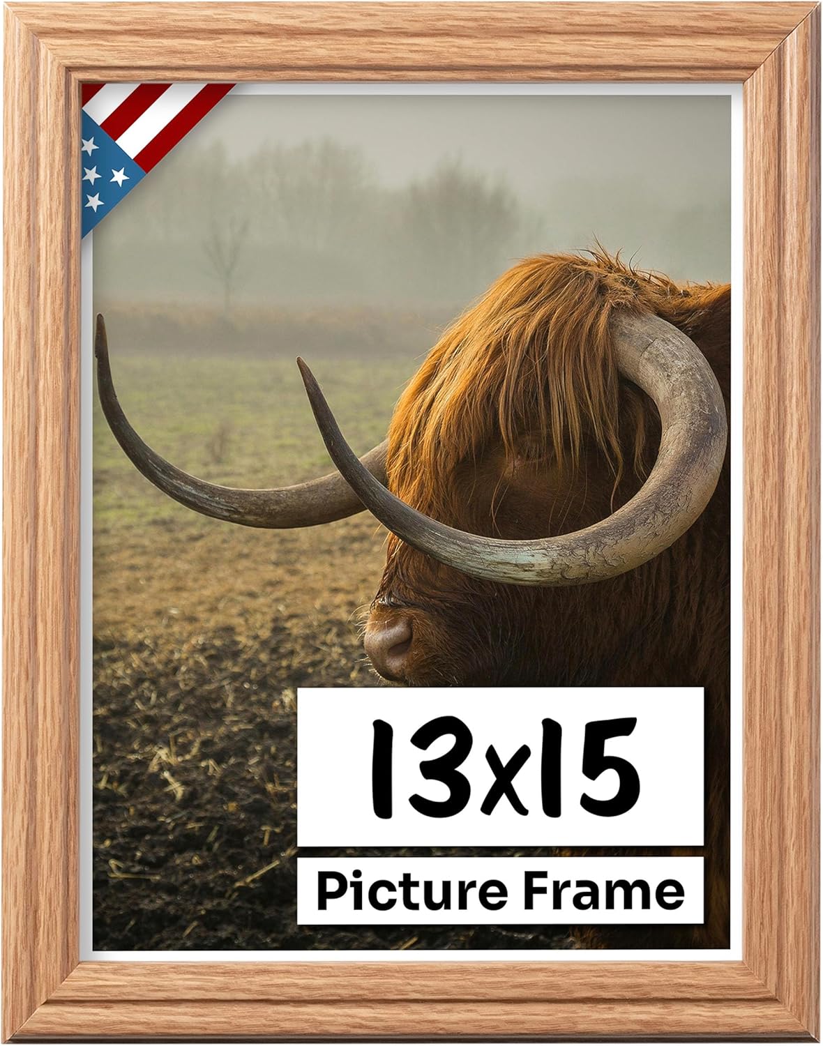 Oak 13x15 Picture Frame, 0.75" Wide, Faux Oak Wood