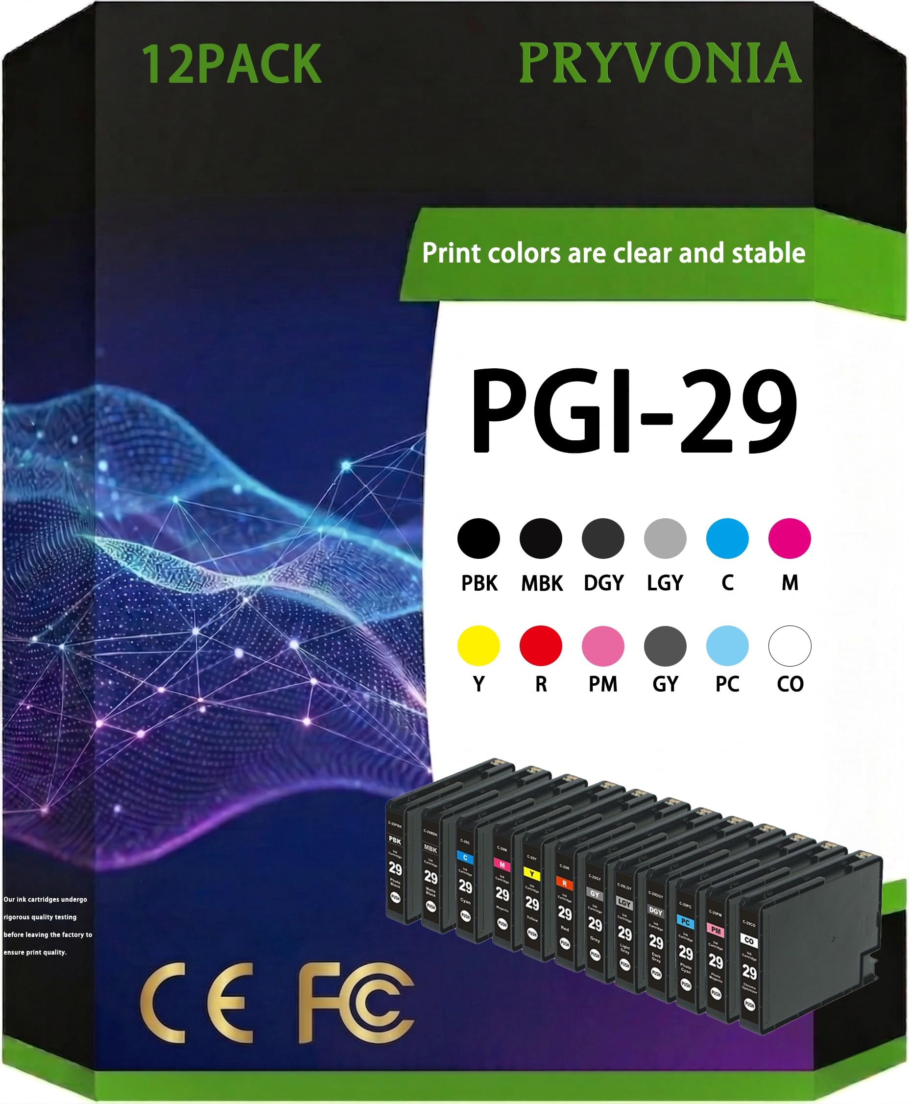 PGI-29 PGI29 wkłady atramentowe do profesjonalnej drukarki fotograficznej PIXMA PRO-1 (12 sztuk, 36 ml)