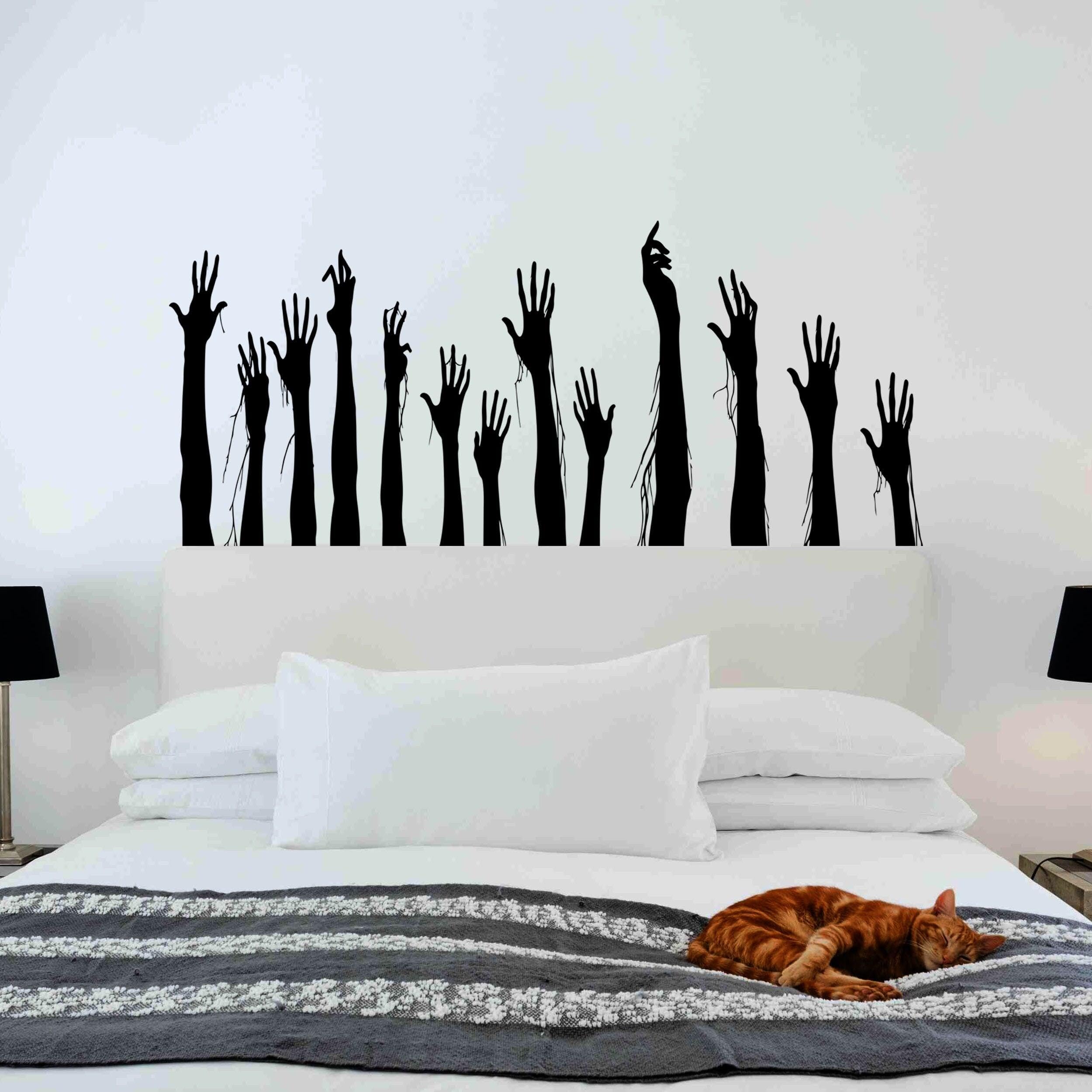 Śmieszne naklejki na okna na Halloween - Ręce zombie i przerażające murale ścienne Ghoul 87