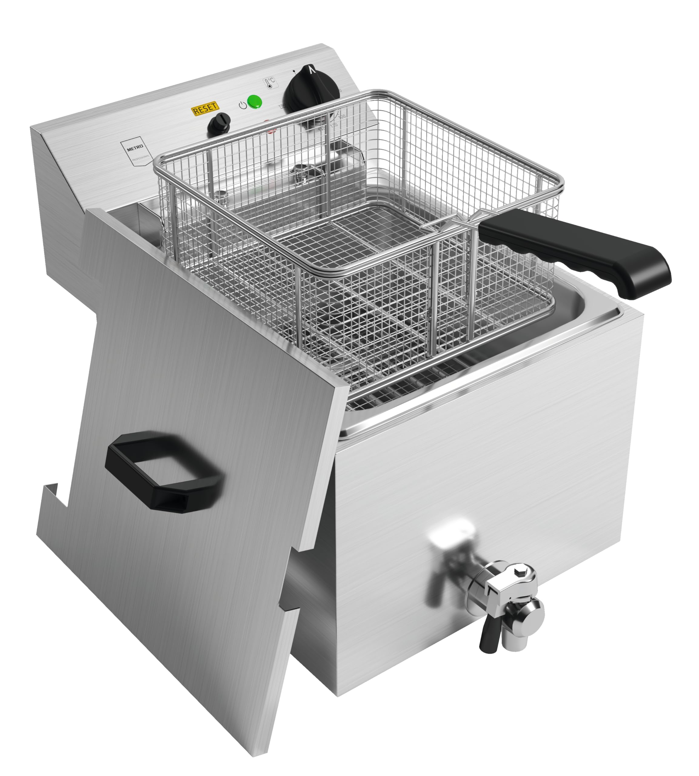 METRO Professional Freidora GDF1010, acero inoxidable, 10 litros, asa resistente al calor, 8.1 kW