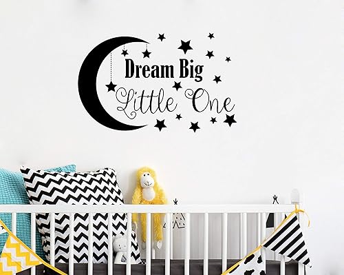 Dream Big Little One - Calcomanía de pared para guardería, decoración de guardería, cita de pared de guardería, calcomanía de vinilo extraíble para