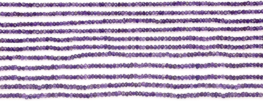 GemMartUSA Amethyst 90pc Rondelle Beads, 13 Inch Bead Strand, 3-4mm, Faceted Genuine Gemstones, Strung DIY Jewelry Making Supplies RLAA-70002