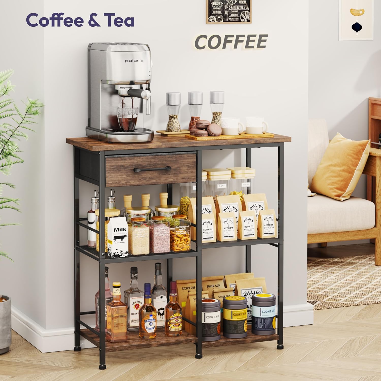 Bakers Ra with Stora - Coffee Bar Cabinet Organizer Hooks,