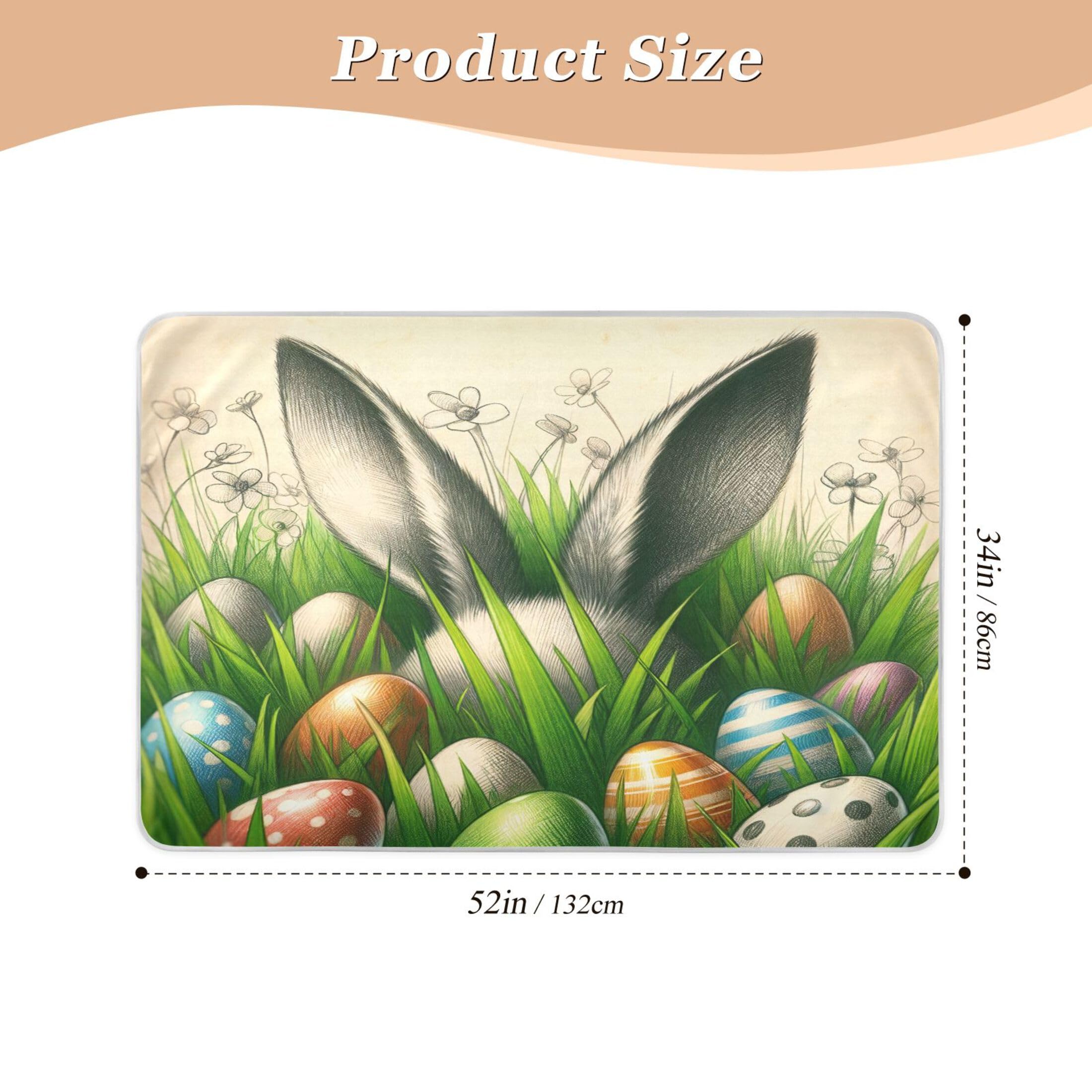 Takiito Bunny Ears Eggs Bed Pad Reusable Bed Underpad Washable Waterproof Leak-Proof Quick Dry Incontinence Pee Pad for Toddlers Kids Adults Pets 34x52 in