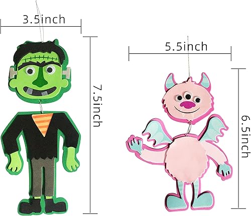 Miniatura 5 de Juego de 24 piezas de arte y manualidades de personajes de espuma en 6 diseños diferentes para dulce o truco, suministros de recuerdos de fiesta de