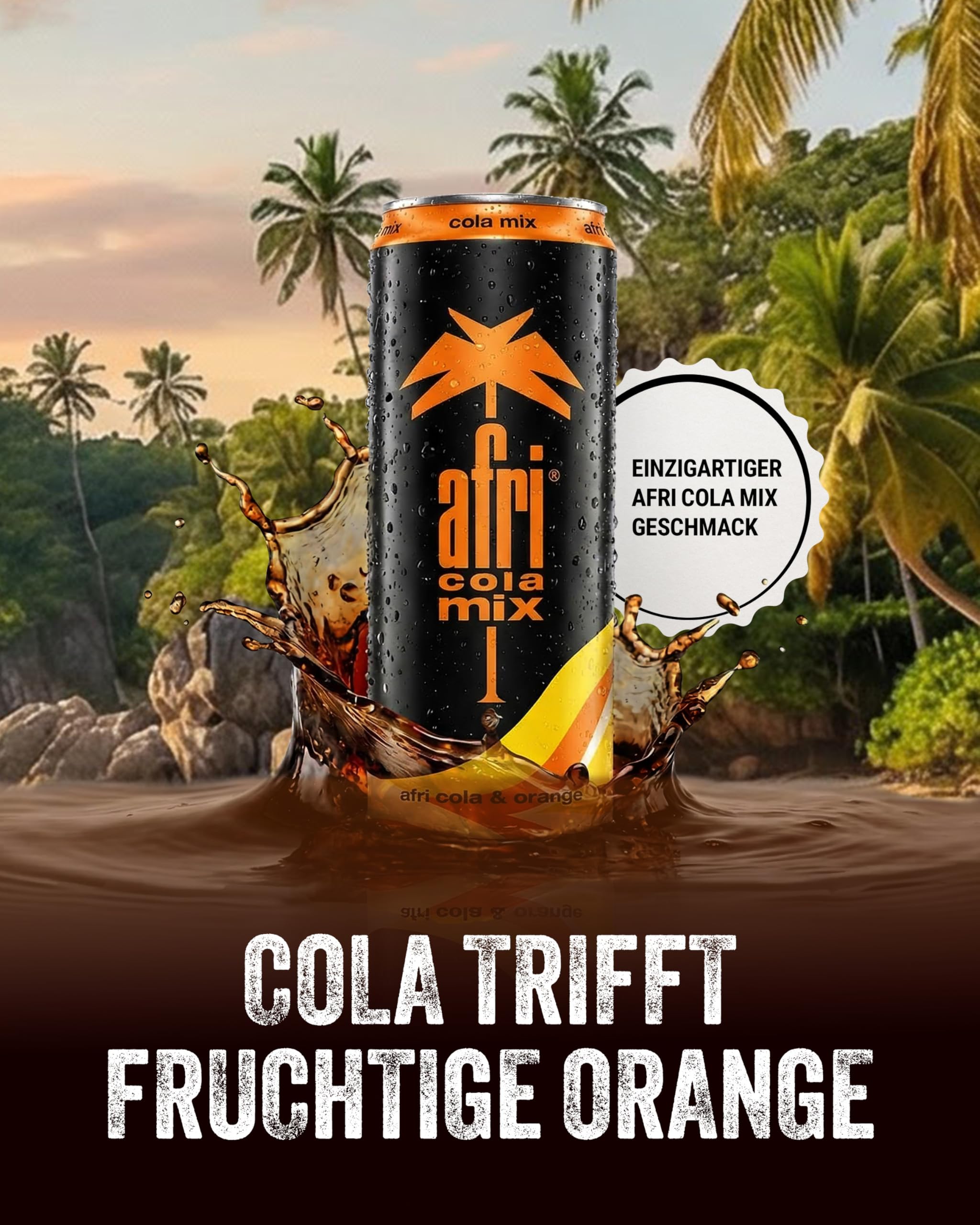 afri cola Mix – Colamix-Drink 24 x 330 ml in der Dose – Kultgetränk trifft spritzige Orange für erfrischenden Geschmack – Koffeinhaltiges Cola-Limonade-Erfrischungsgetränk in praktischen Getränkedosen