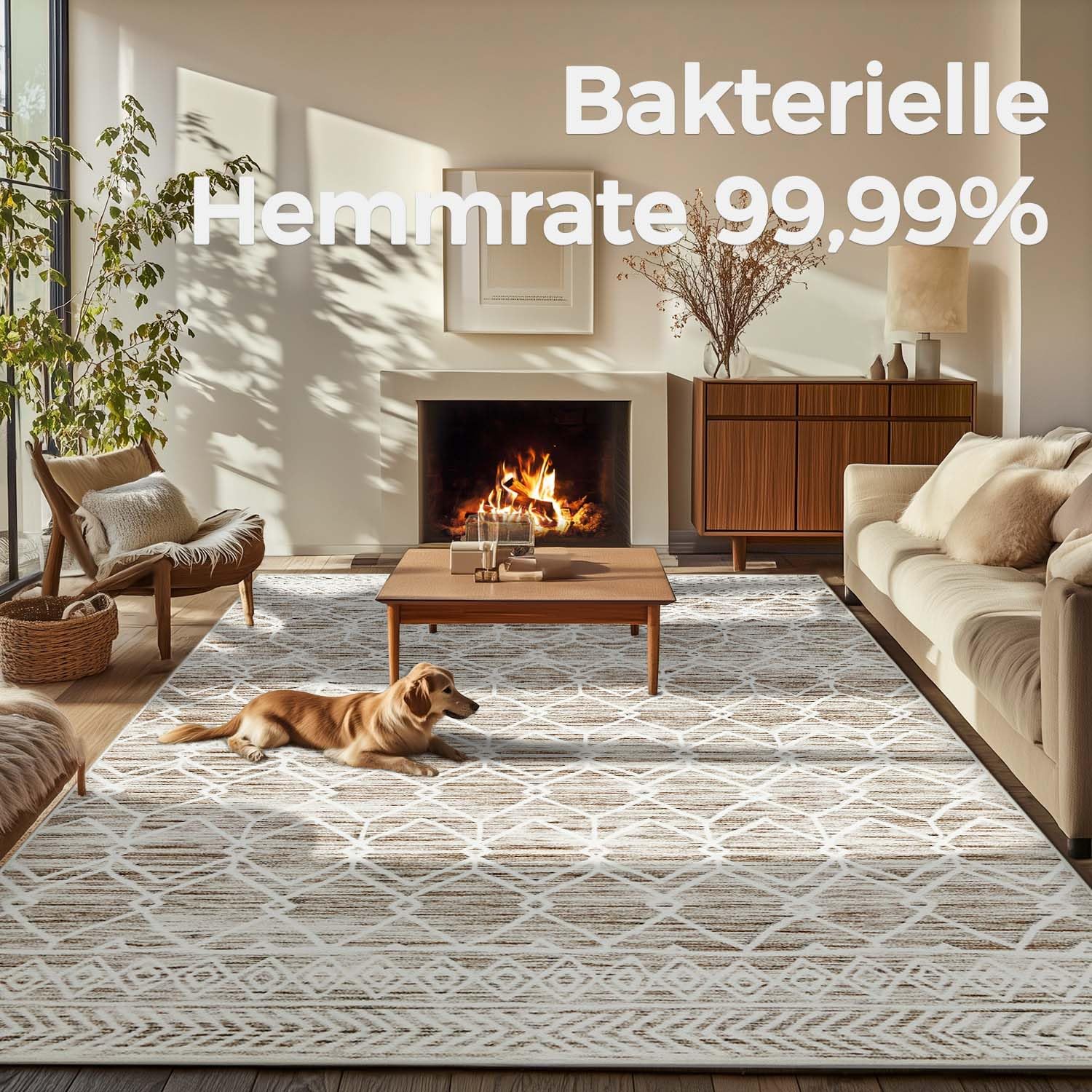 TOPICK Teppich Waschbar Boho Eingangsbereich Marokkanischer Niedrigfloriger Geometrischer Fleckenabweisend, rutschfest Ultradünner für Küche Schlafzimmer Bauernhaus Badezimmer Tür 120x180(cm) Braun