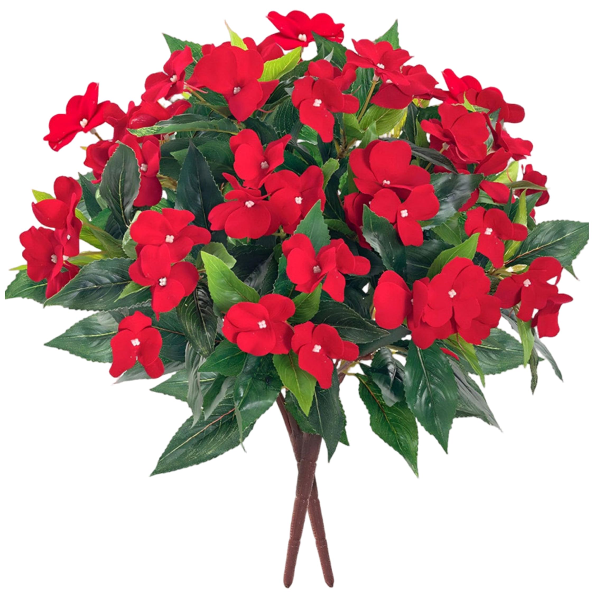 Sjfbebsy Uv Resistant Artificial Flowers, 3Pcs Artificial Impatiens for Outdoors Lifelike Faux Flowers for Indoor and Outdoor Decor Red, for Delivery Prime