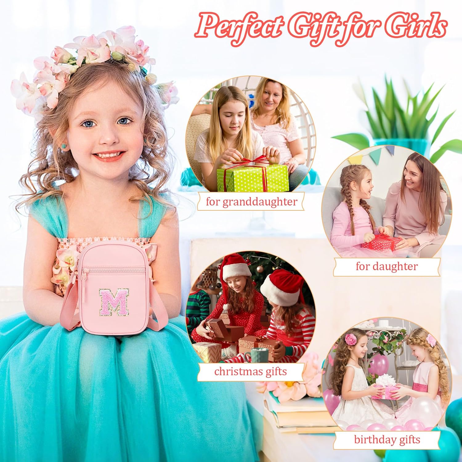 Birthday Gift for Girls Initial Kids Crossbody Purse Toddlers Bag for Age 3-10 - Image 2