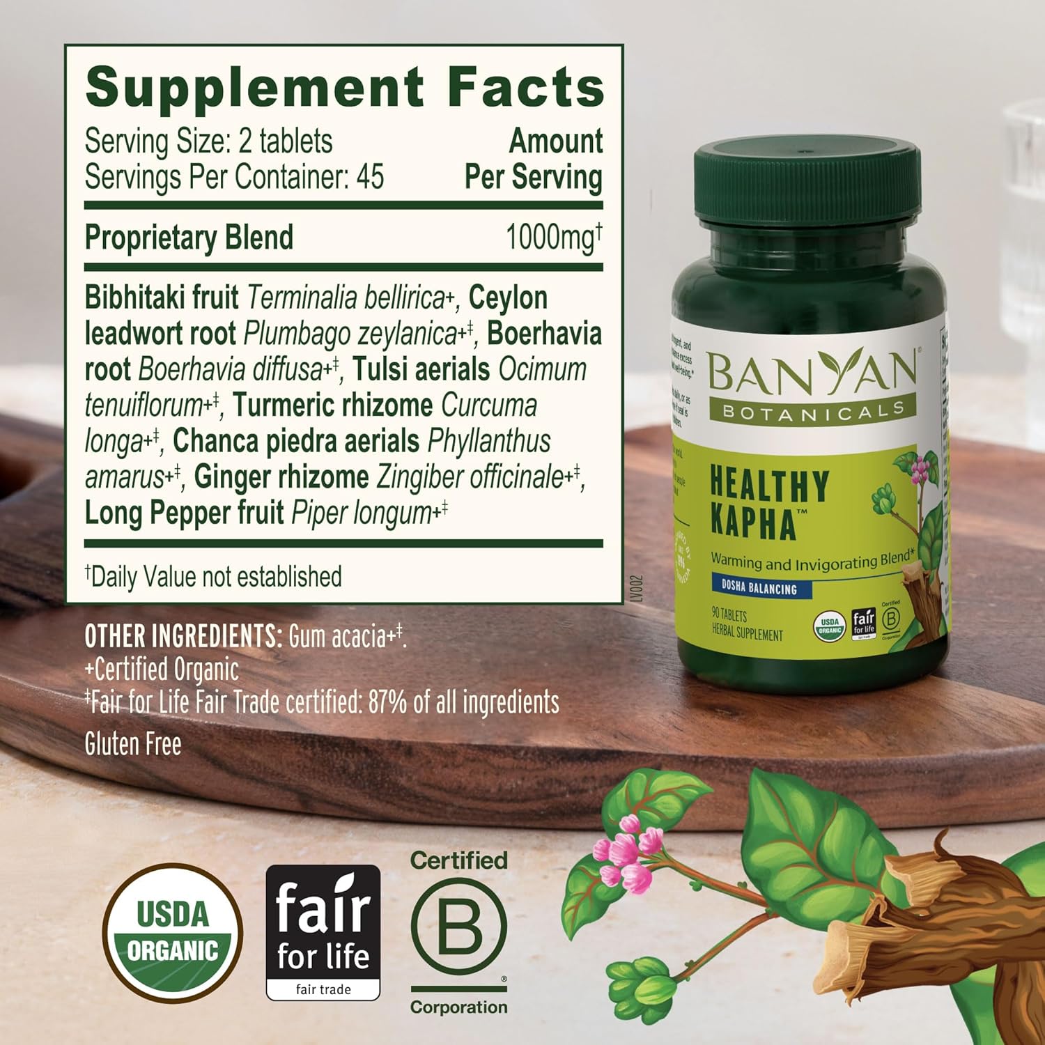 Banyan Botanicals Healthy Kapha – Organic Herbal Tablets For...