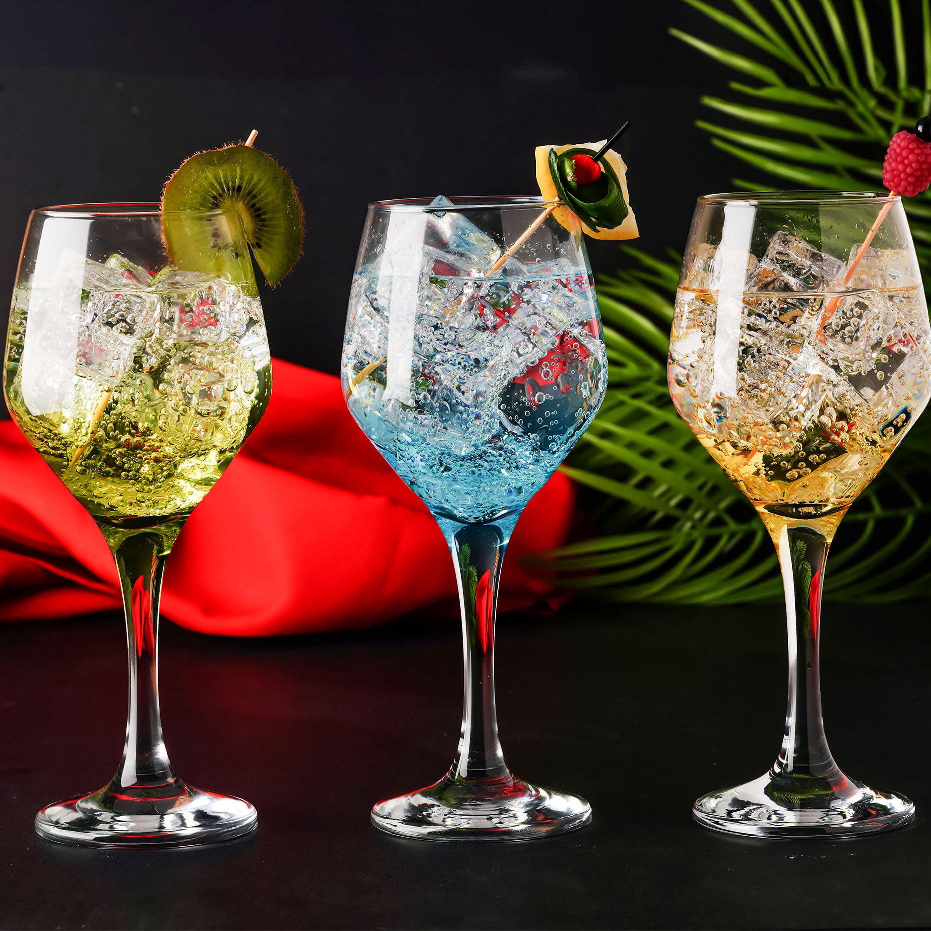 Verres à Vin Colorés Lot de 6 (11oz/330ml), Verre à Champagne, Cocktail, Martini, Coupé, Verres Aperol Spritz, Verrerie à Longue Tige